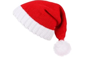 LOKIPA Christmas Santa hat, Knitted Santa Hat Adult Red Xmas Beanie for Adult Christmas New Year Gifts