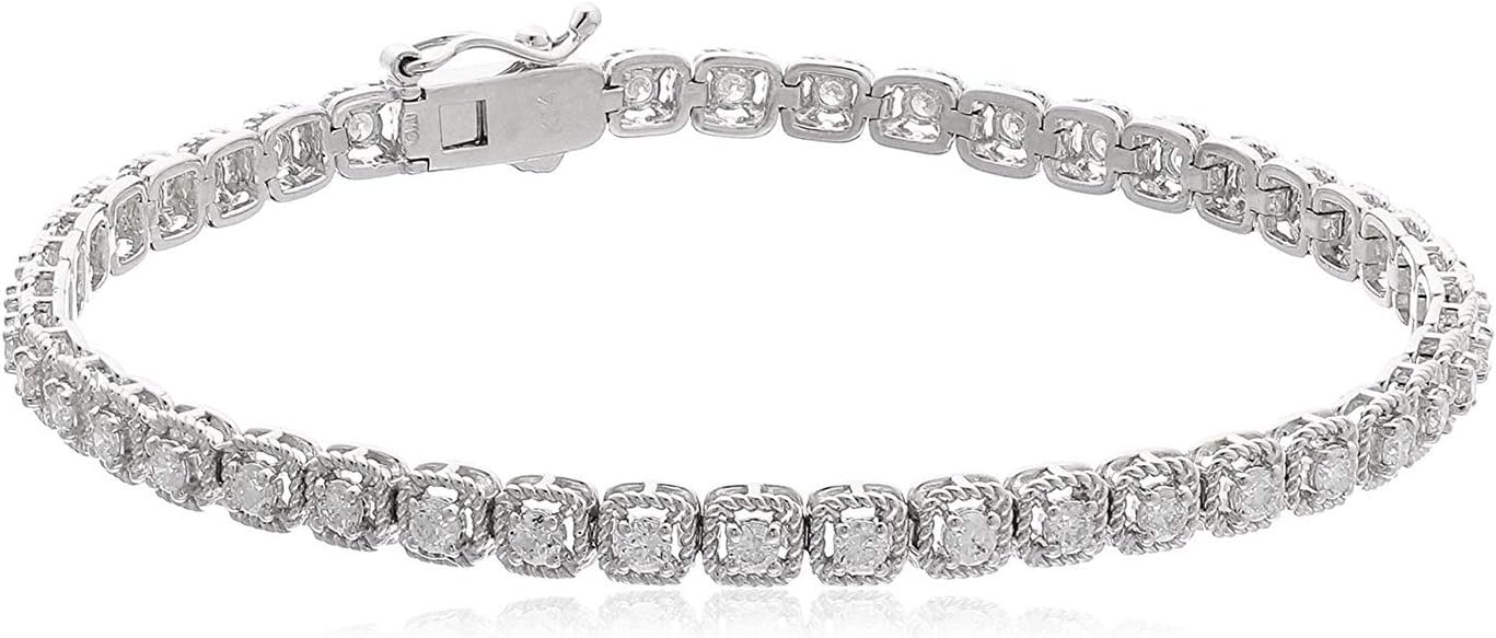 14k White Gold Illusion Set Diamond Bracelet (2cttw, I-J Color, I1 Clarity), 7"