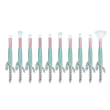 Amazon.com: Juego de 10 brochas de maquillaje de Cactus ...