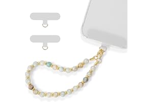 takyu Phone Wrist Strap, Natural Gemstone Beaded Phone Charm Chain for Women Girls, Detachable Phone Wrist Lanyard with 2PCS Tether Tabs for Most Cellphone Cases