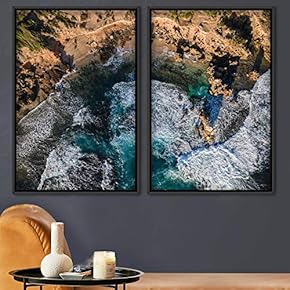 signwin 2 Piece Framed Canvas Wall Art Coastal...