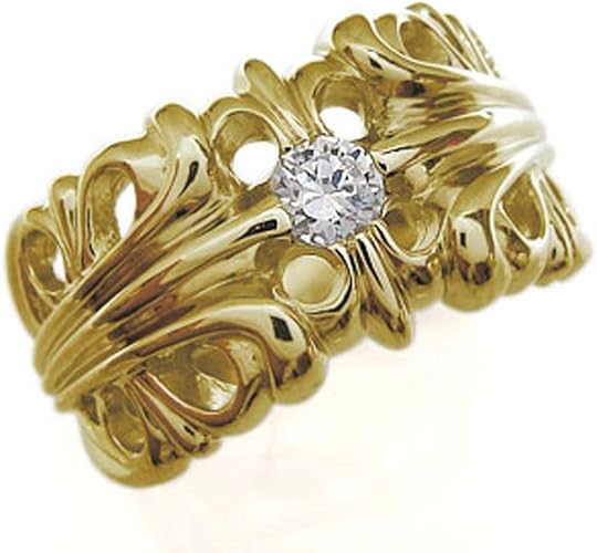 Amazon プレジュール ダイヤモンド リング K18イエローゴールド クロスリング メンズリング 指輪 リングサイズ17号 リング 通販