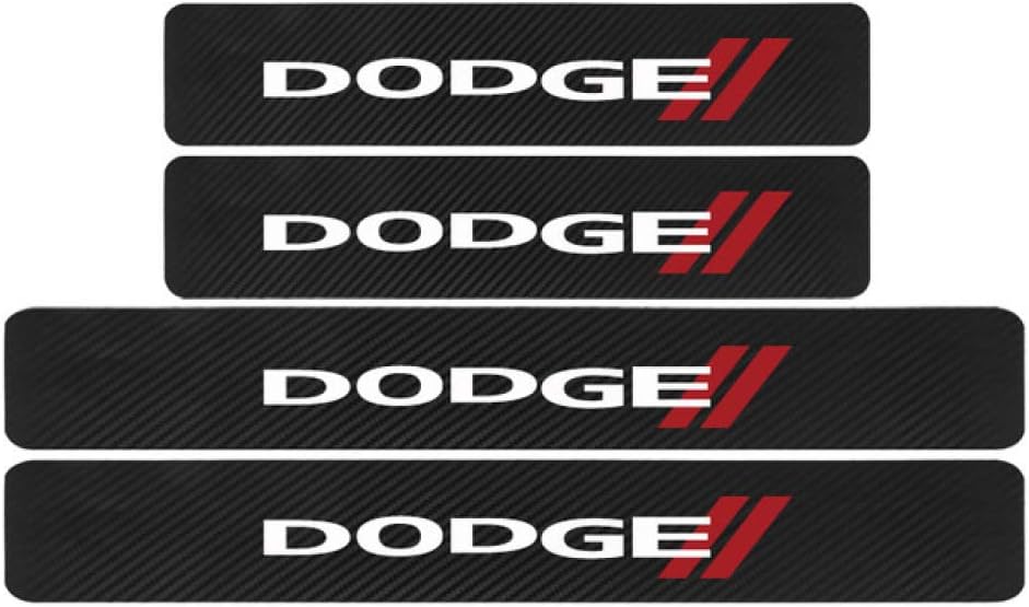 BAISHENG 4Pcs Car Door Sill Plate Scuff Sticker Door threshold Decoration Carbon Fibre Sticker,For Dodge RAM Charger