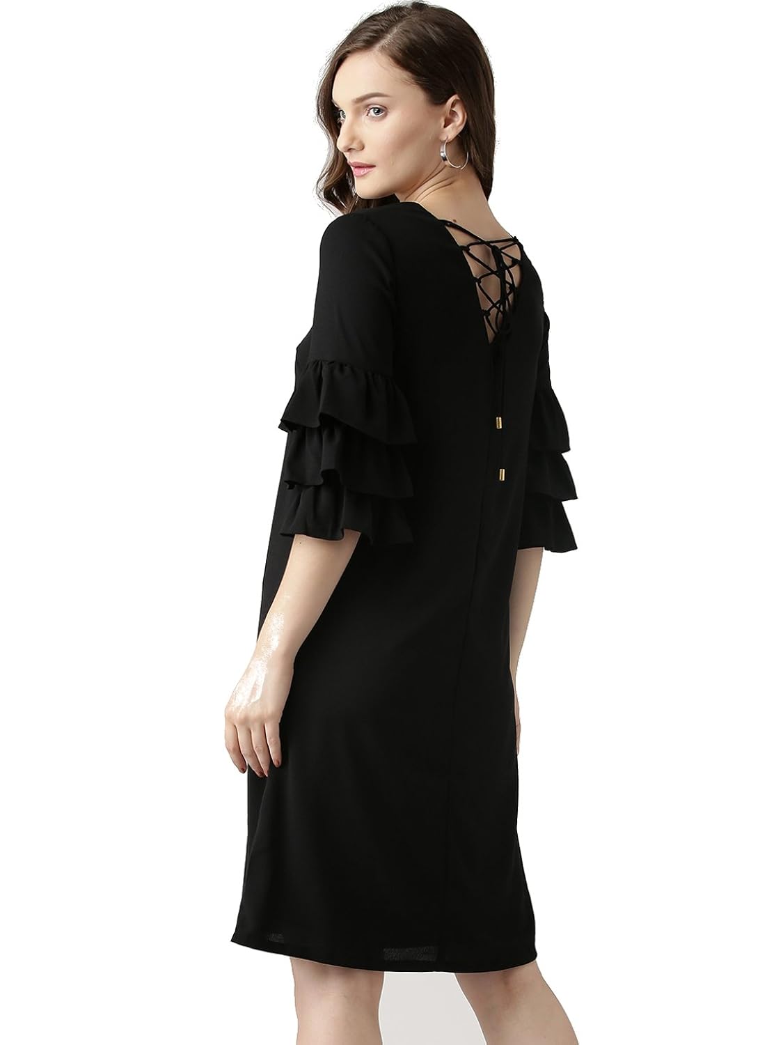 marie claire women black solid a-line dress (mc704a)