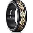 King Will 316L Stainless Steel Spinner Fidget Ring for Men Women- 8mm Dragon/Celtic Knot Fidget Ring Stress Relieving Anxiety Ring, Comfort Fit Wedding Band Size 6-14