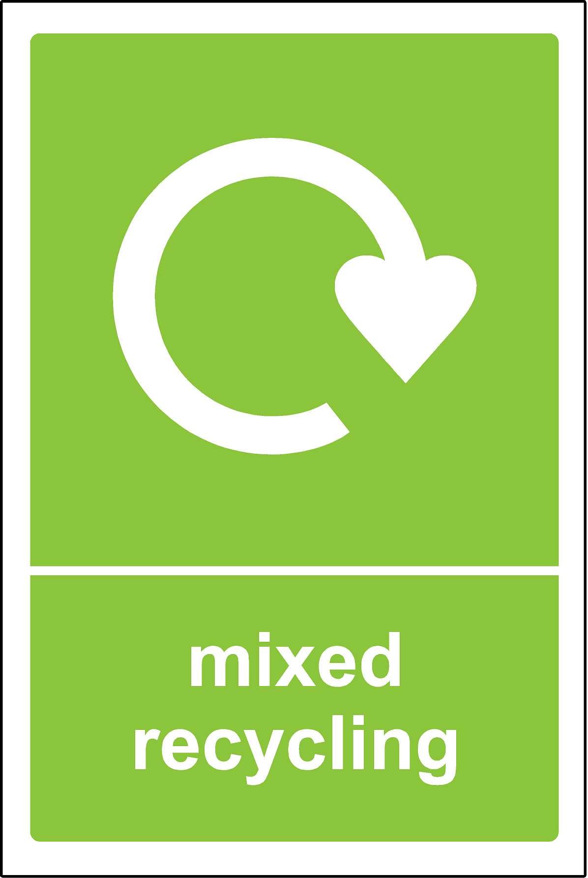 Recycling bin Sticker 20cm x 30cm Mixed Recycling - Self Adhesive Vinyl