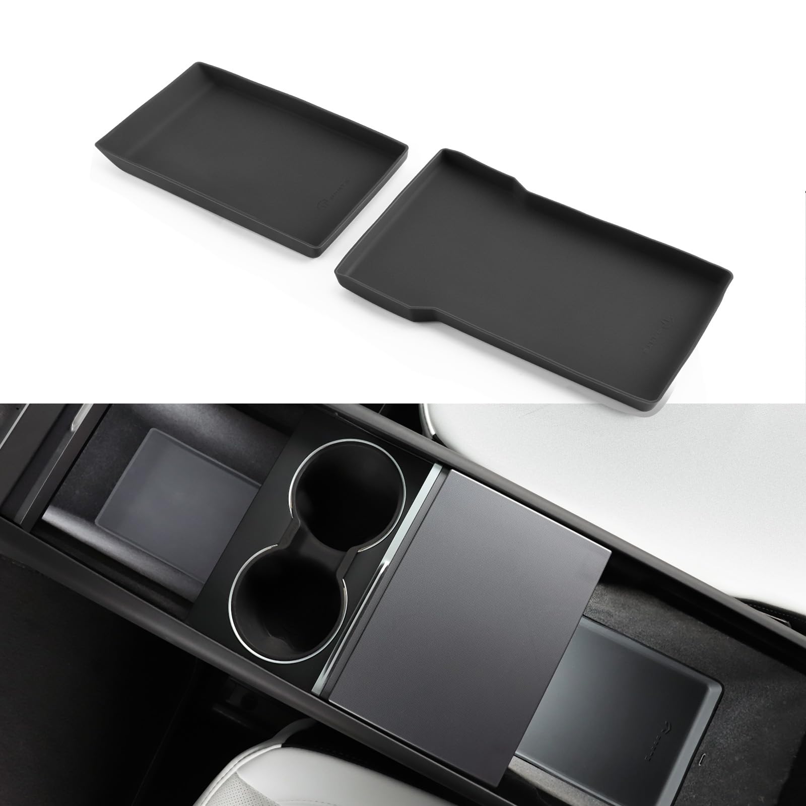 Photo 1 of TPARTS Center Console Armrest Bottom Pad for Tesla Model Y Juniper 2025+, Full Coverage Silicone Storage Mat Organizer Interior Accessories