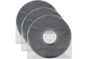 50PCS 7 Inches Vinyl Record Inner Sleeves, Clear Round Bottom Vinyl Record Sleeves for 45 RPM Records Collections Smooth Lini