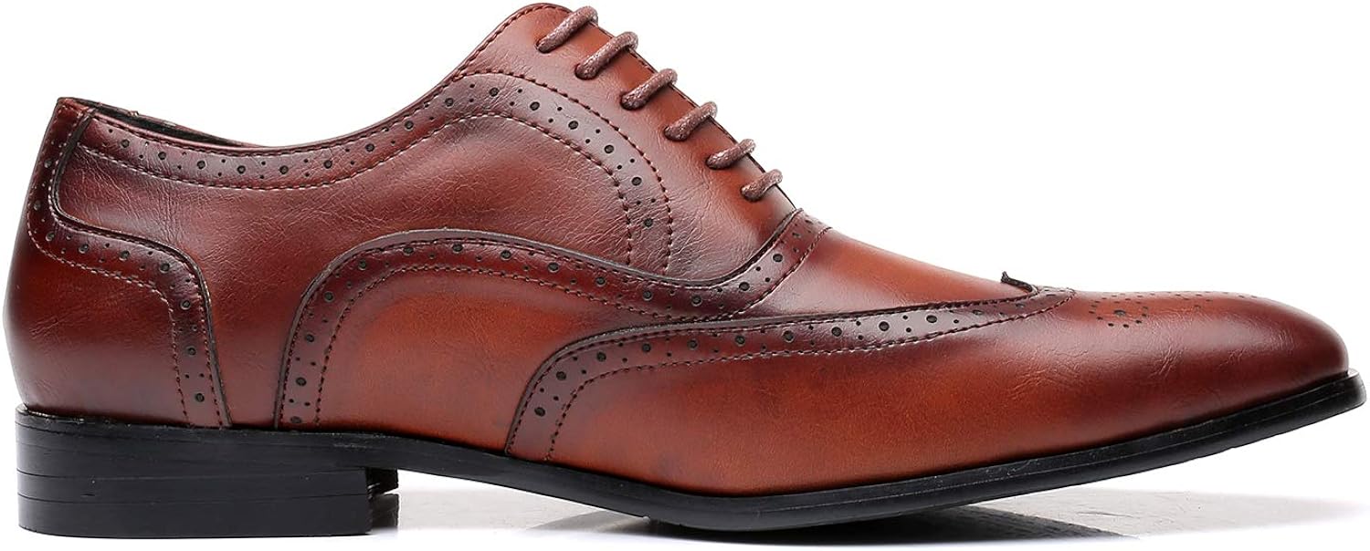 Jumuland Mens Business Leather Dress Shoes Classic Modern Pointed Toe Lace up Oxford for Men