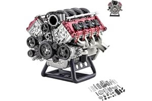Vbcaol Cison V8 Engine Kit, Mini V8 Engine Kits That Runs, V8 Engine Model Kit That Works, Model Engine Kit for Adults, for Ax90104 Scx10ⅱ Capra Vs4-10 Pro/Ultra Model Car, Mini Engine Kit(Color:1pc)