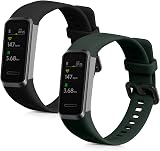 kwmobile 2x Huawei Band 4 Silicone Replacement Watch Bands Black Dark Green view 8