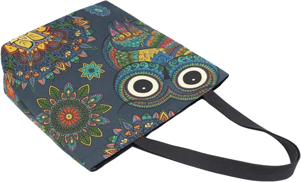 ISAOA Canvas Reusable Shoulder/Hand Tote Shopping Bags,Owl Travel Handbag College Bookbag for Women Girl, Lovely Owl - Image 5