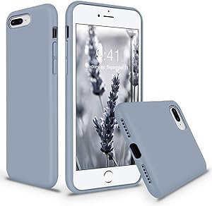 Vooii iPhone 8 Plus Case, iPhone 7 Plus Case, Soft Silicone Gel Rubber Bumper Case Microfiber Lining Hard Shell Shockproof Full-Body Protective Case Cover for iPhone 7 Plus /8 Plus - Lavender Grey