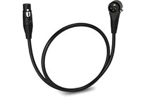 LyxPro 1.5 Feet Right Angle XLR Male to Female 3 Pin Mic Cord for Powered Speakers Audio Interface Professional Pro Audio Performance Camcorders DSLR Video Cameras and Recording Devices - Black