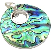 Swimmi Natural Paua Abalone Pendant, Handcrafted 925 Sterling Silver Abalone Pendant for Women Seashell Jewelry SG156