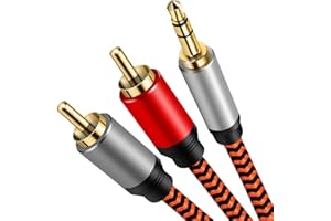 RCA Cable 12ft, LiuTian 3.5mm to 2-Male RCA Adapter Audio Cable [Hi-Fi Sound] [Heavy Duty] Nylon-Braided Auxiliary AUX Y Cord