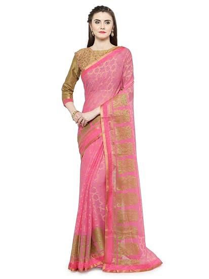 Womens Brasso Saree With Blouse Piece (RAHI22510SSSR001T_Pink)
