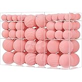 Pink Velvet Ornaments for Christmas Tree,100ct Shatterproof Velvet Flocked Christmas Ornaments Plastic Assorted Xmas Decorations Balls Bulk Set with Pre-Tied String for Holiday (Pink)