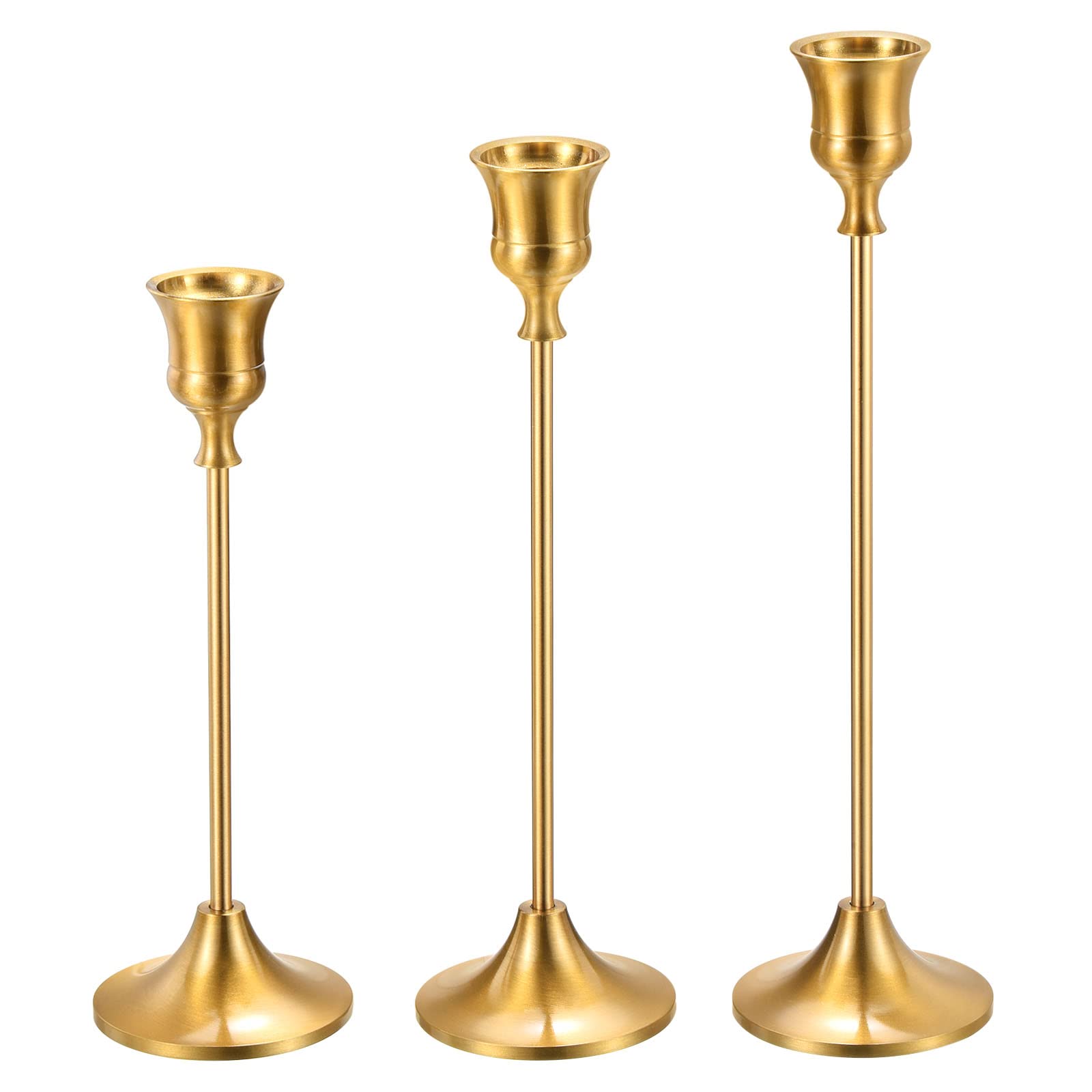 PATIKIL Gold Candlestick Holder, Candle Stick Long Holder Set of 3 Vintage Taper Candle Holders Fits 3/4" Candles for Wedding Dining Table Decor