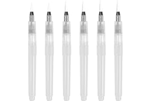 Kioiner 6 Pcs Watercolour Brush Pens Set, Refillable Watercolour Paint Pens with Nylon Brush Tips,6 Size Water Soluble Colore