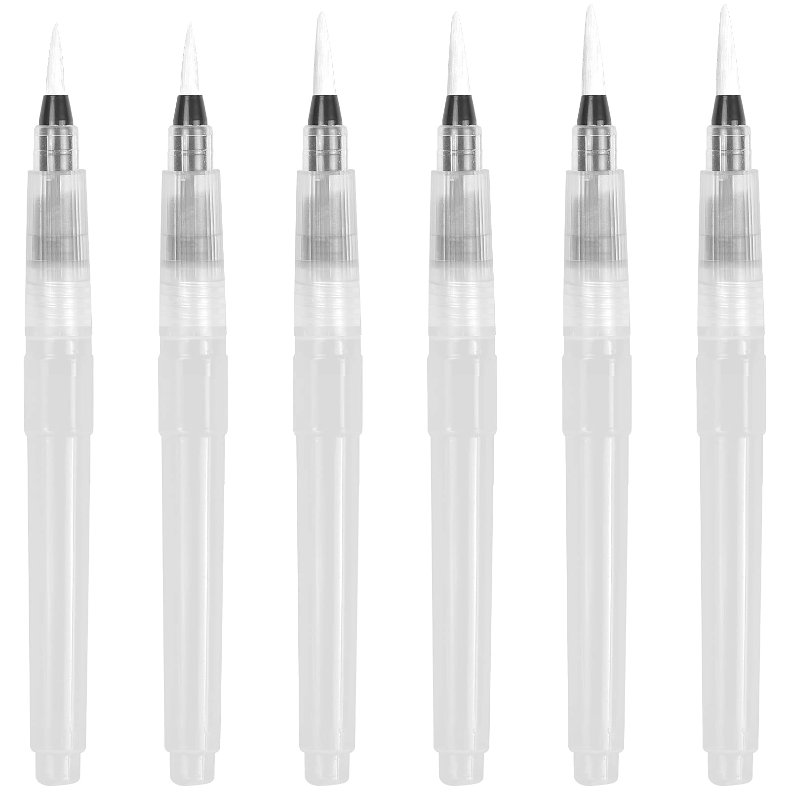 6 Pcs Watercolor Brush Pens, Assorted Tips Size Painting Water Brushs Pen Refillable Ink Painting Brushes for Water, Art Supplies for Watercolour Art Painting for Watercolour Oil Acrylic Painting