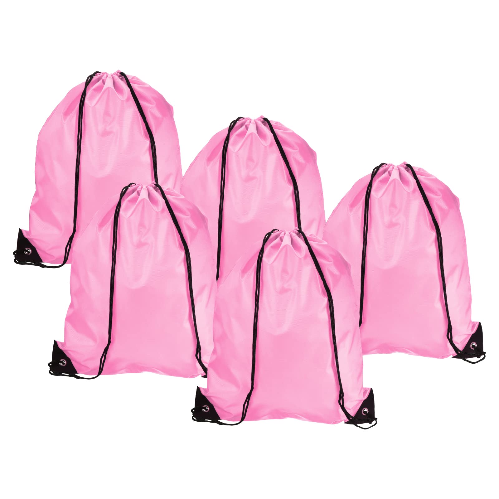 PATIKIL 42x34cm Nylon Drawstring Bag, 10 Pack Storage Bulk Cinch Backpack Sack for Gym Sports Outdoor Traveling, Pink