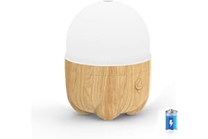 SEEDSEEL 150ML Rechargeable Battery Operated Essential Oil Diffuser, Portable Cordless Aromatherapy Air Diffuser with 7 LED Color Changing Lights（Yellow Wood）