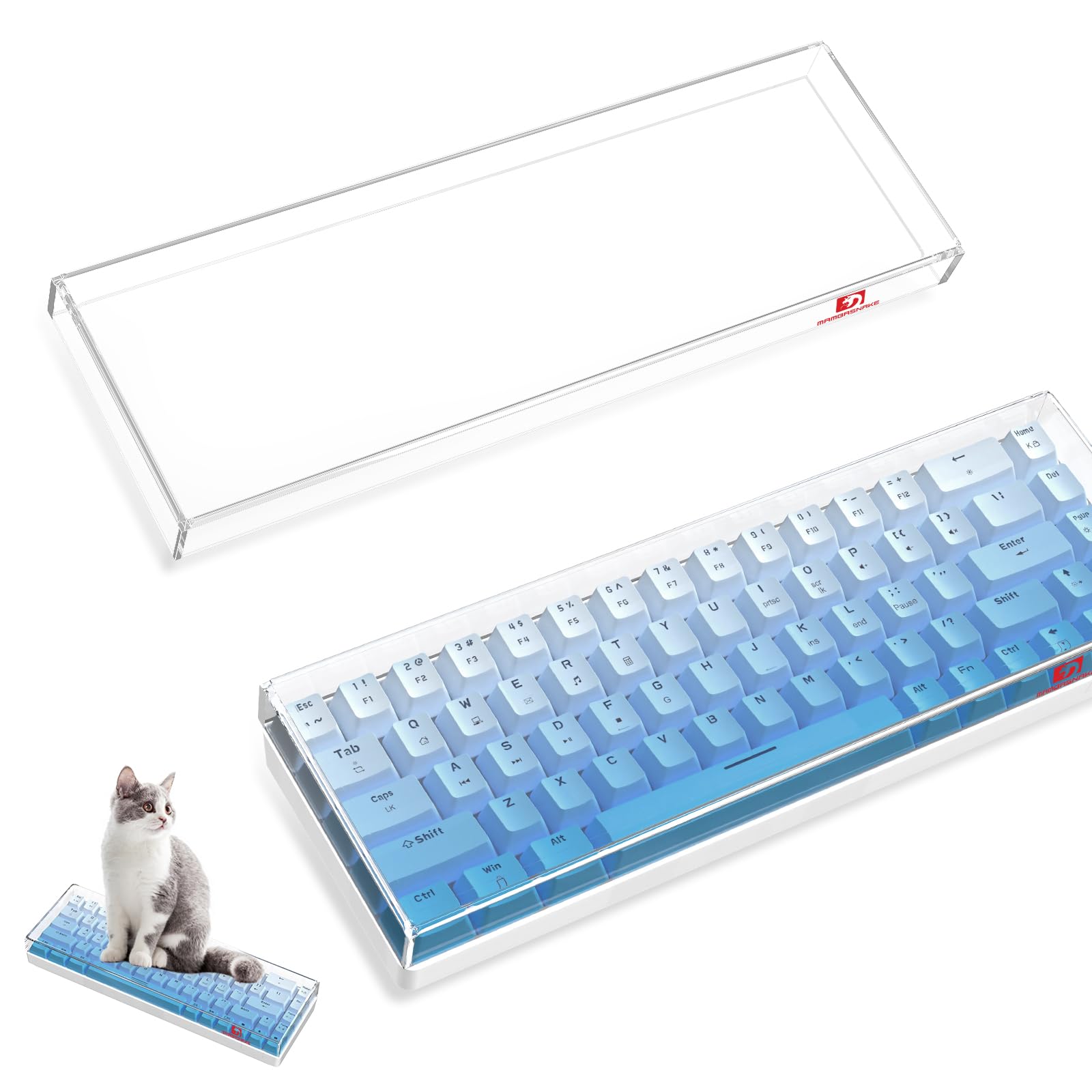 MAMBASNAKE Premium Acrylic 68-Key Keyboard Cover Dust Cover Waterproof Anti-Knock Clear Keyboard Cover for TKL PC Mechanical Gaming Keyboard, 12.2*4*0.9in, Compatible with K68 RK68 SKY68 T8 K6 EK68