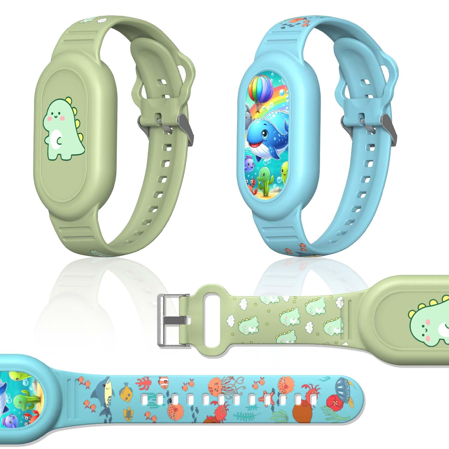 Photo 1 of [2Pack] Cute Bracelet for Galaxy SmartTag 2 (2023), Silicone Cartoon Smart Tag 2 Wristband Holder Compatible with Samsung SmartTag 2 Waterproof Smart Tag 2 Case for Kids Elderly (Dinosaurs & Whales)