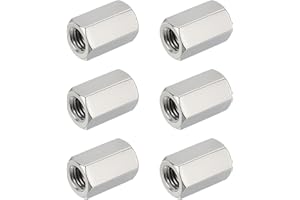 HiPicco Hex Coupling Nuts, 1/2-13 UNC 20mm/0.79" Length, 6 Pack 304 Stainless Steel Rod Coupling Nut for Threaded Rods & Studs