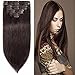 S-noilite Clip in Hair Extensions Real Human Hair, 16 Inch 90g 8pcs Human Hair Extensions Clip In Human Hair, Dark Brown Hair Extensions Clip In Remy Human Hair Extensions #2
