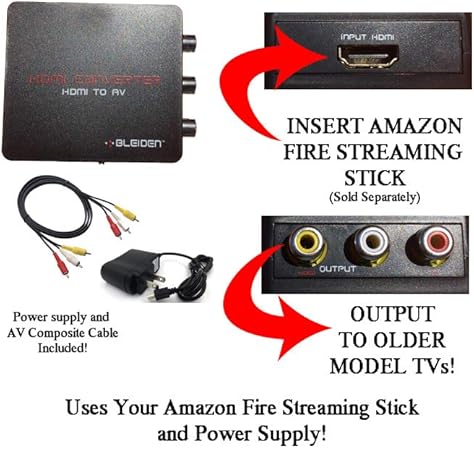 Amazon Com Hdmi To Composite Av Converter For Amazon Fire Streaming Stick Use Amazon Fire Streaming Stick With Older Tvs That Have Composite Red White Yellow Inputs Note Amazon Stick Sold Separately Electronics