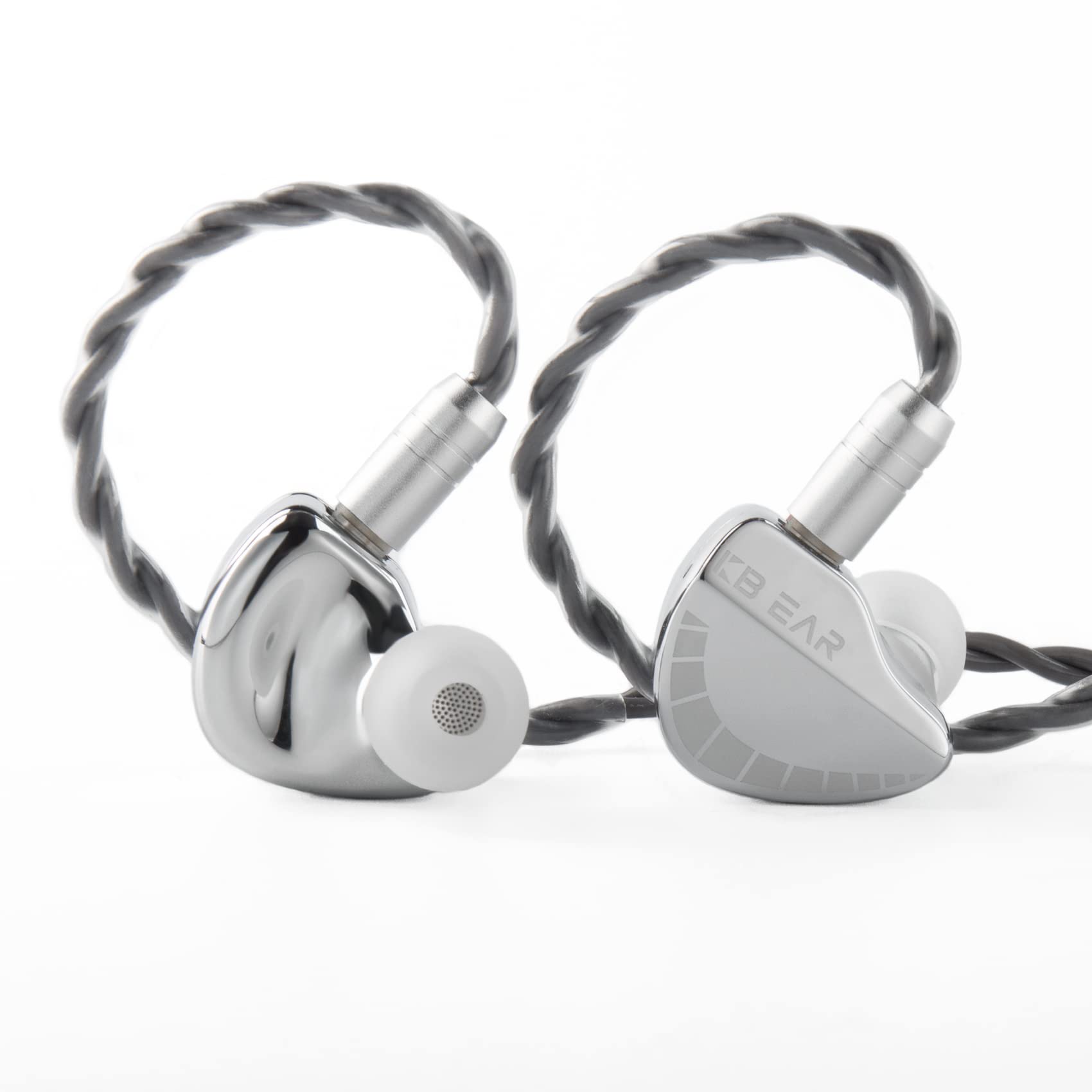 KBEAR Qinglong in Ear Wired Headphone, PU+PEEK Double-Layer Composite Diaphragm in Ear Monitor Stage IEM, Noise Cancellation Headset with Detachable Cable for Singer Musicial (Silver, No Microphone)