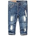KIDSCOOL SPACE Baby Girl Boy Jeans,Elastic Band Inside with D-Rings Ripped Denim Pants