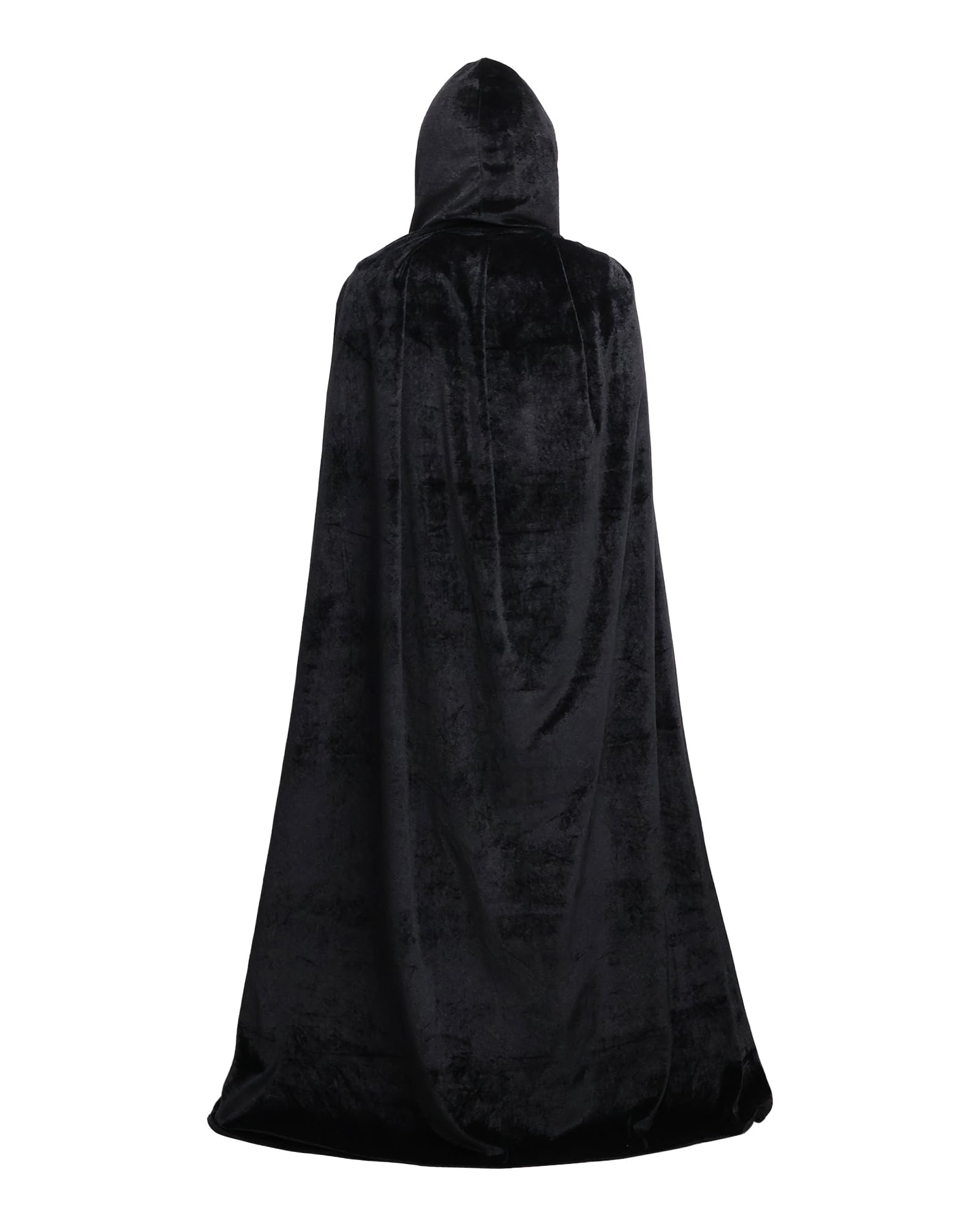 TOPWAYS Black Hooded Cloak for Halloween 170CM, Children Black Cape Velvet Vampire Capes Party Dress up for Boy or Girls Age 10 11 12 13 14 15 16 Years Old