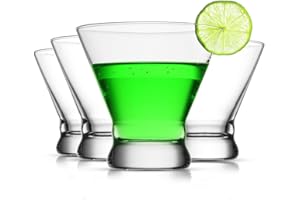 LmmNaoer Martini Glasses Set of 4, Stemless Martini Cocktail Glasses for Margarita, Manhattan, Cosmopolitan, Home Bar, Evening Parties, Birthdays, Housewarming Gift, Crystal Clear 8.5 OZ