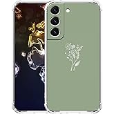malegaon Green Flower Case for Samsung Galaxy S22,Aesthetic Abstract Minimalism Floral Pattern,Soft TPU Full Cover for Galaxy S22