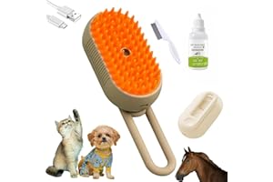 Scazu Chevaroo 3-in-1 Self-Cleaning Steam Horse Brush, Silicone Bristle Head 360 Rotating Pet Brush (Brown)