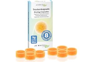 JB White 8pcs Drying Capsules for Hearing Aid and Earmold | Discs for Drying Jar | +40% More Desiccant in Each Puck | Orange 