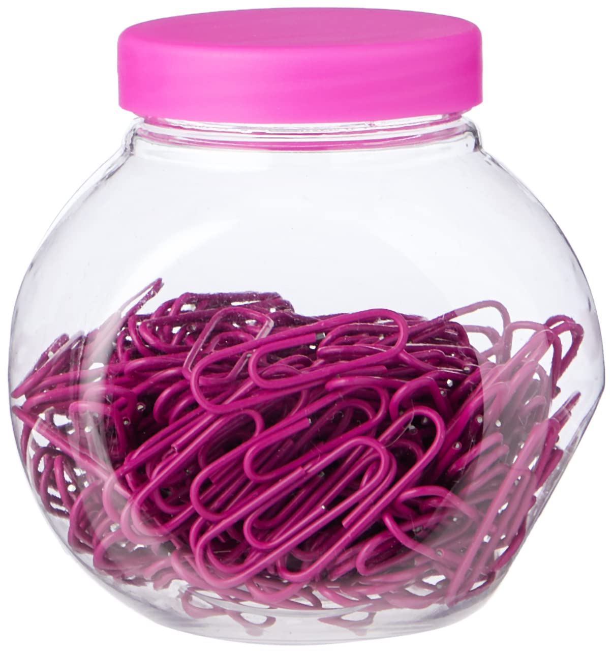 eBuyGB 27 mm 200 Coloured Plastic Coated Metal Paper Clip in Candy Box, Pink