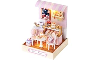 TuKIIE DIY Miniature Dollhouse Kit with Furniture, 1:24 Scale Creative Room Mini Wooden Doll House Plus Dust Proof for Kids Teens Adults(Sweet Talk)