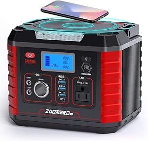 ZOOMBROS 300W Power Station, 289WH 78000mAh Solar Generator CPAP Backup Battery with 110V Pure Sine Wave AC Outlet, Wireless Charger, QC3.0 USB, Type C for Outdoor Camping RV Power Outage Emergency