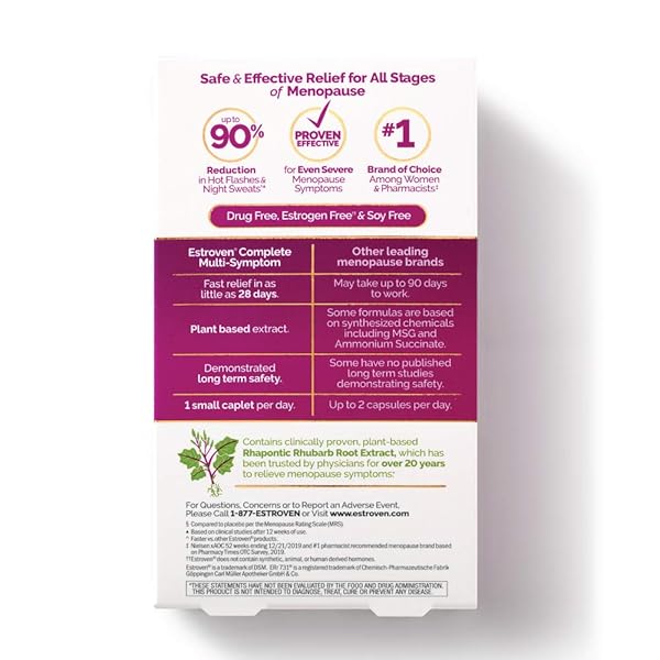 ESTROVEN COMPLETE MULTI-SYMPTOM MENOPAUSE SUPPLEMENT FOR WOMEN, 28 CT., CLINICALLY PROVEN INGREDIENT PROVIDE MENOPAUSE RELIEF & NIGHT SWEATS & HOT FLASH RELIEF* DRUG-FREE & NON-GMO