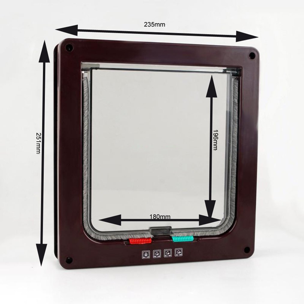 Vinmax Grande Chatière Marron 4 Voies Chat et Chien Porte de Verrouillage