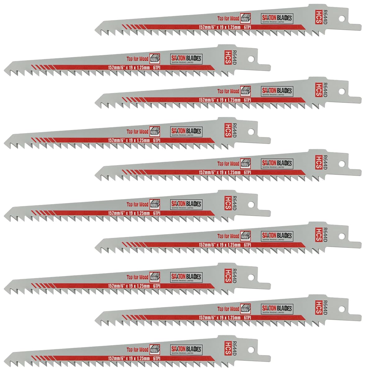 10x Saxton Blades 150mm Reciprocating Sabre Saw Wood Blades R644D for Bosch Makita etc