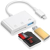 SD Card Reader for iPhone 14/13/12/11, 3-in-1 Lightning to SD Card Reader | Micro SD Digital Camera Adapter Compatible with iPhone/iPad, Plug &amp; Play