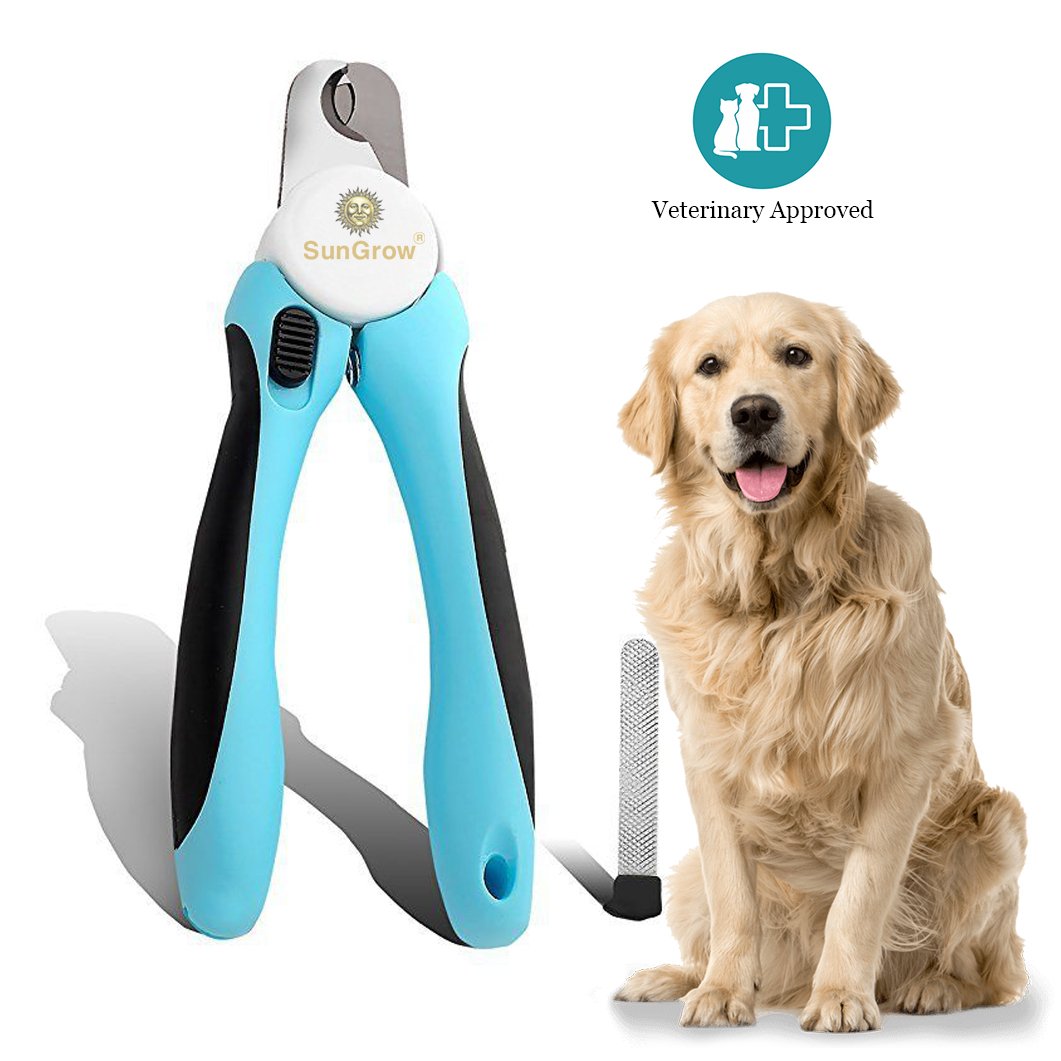 No pain Dog Nail Clipper & Trimmer -- Safety Switch to prevent over cut - 5-minutes to professional grooming - Safety Switch lock - In-built nail file to smooth edge - Razor sharp blade for clean cut