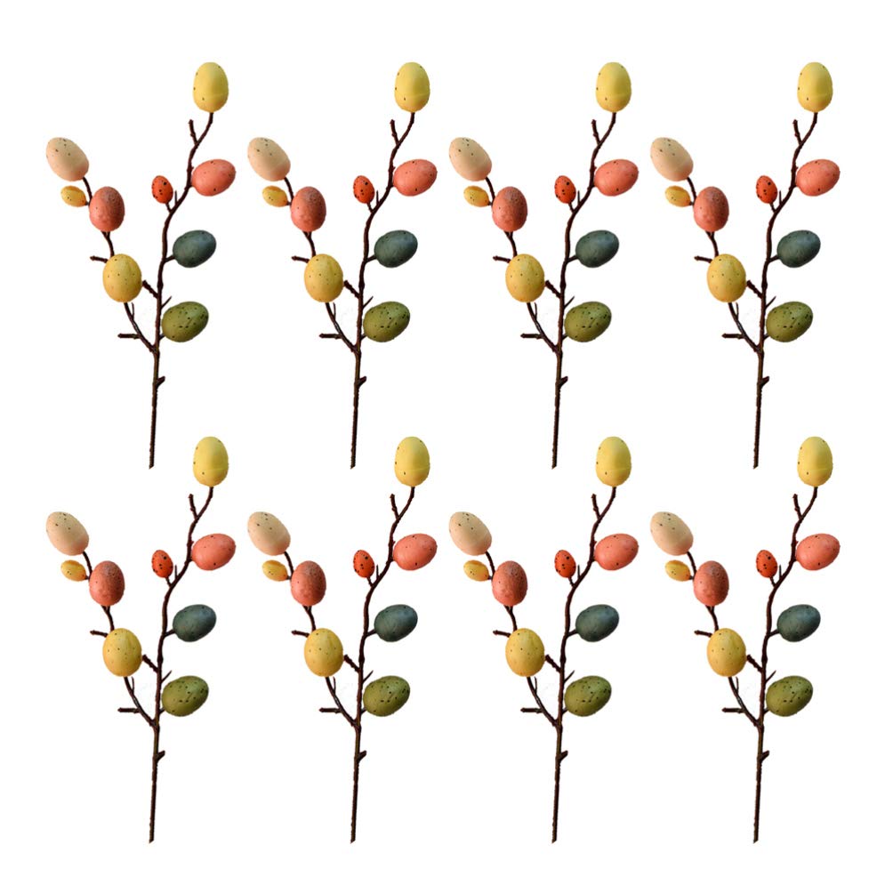 PRETYZOOM 8 Pcs Easter Egg Ornaments Easter Eggs Garland Easter Egg Flower Picks Aritificial Flower Bouquet Easter Egg Tree Decor Flower Arrangement Ornament for Easter Spring Party ( Colorful )