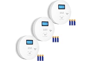 ANTERCITE 2 in 1 Co & Smoke Detectors, Battery Co and Smoke Detector Combo with Digital Display, Warning Sound Indicators, 3 Packs, Easy Installation