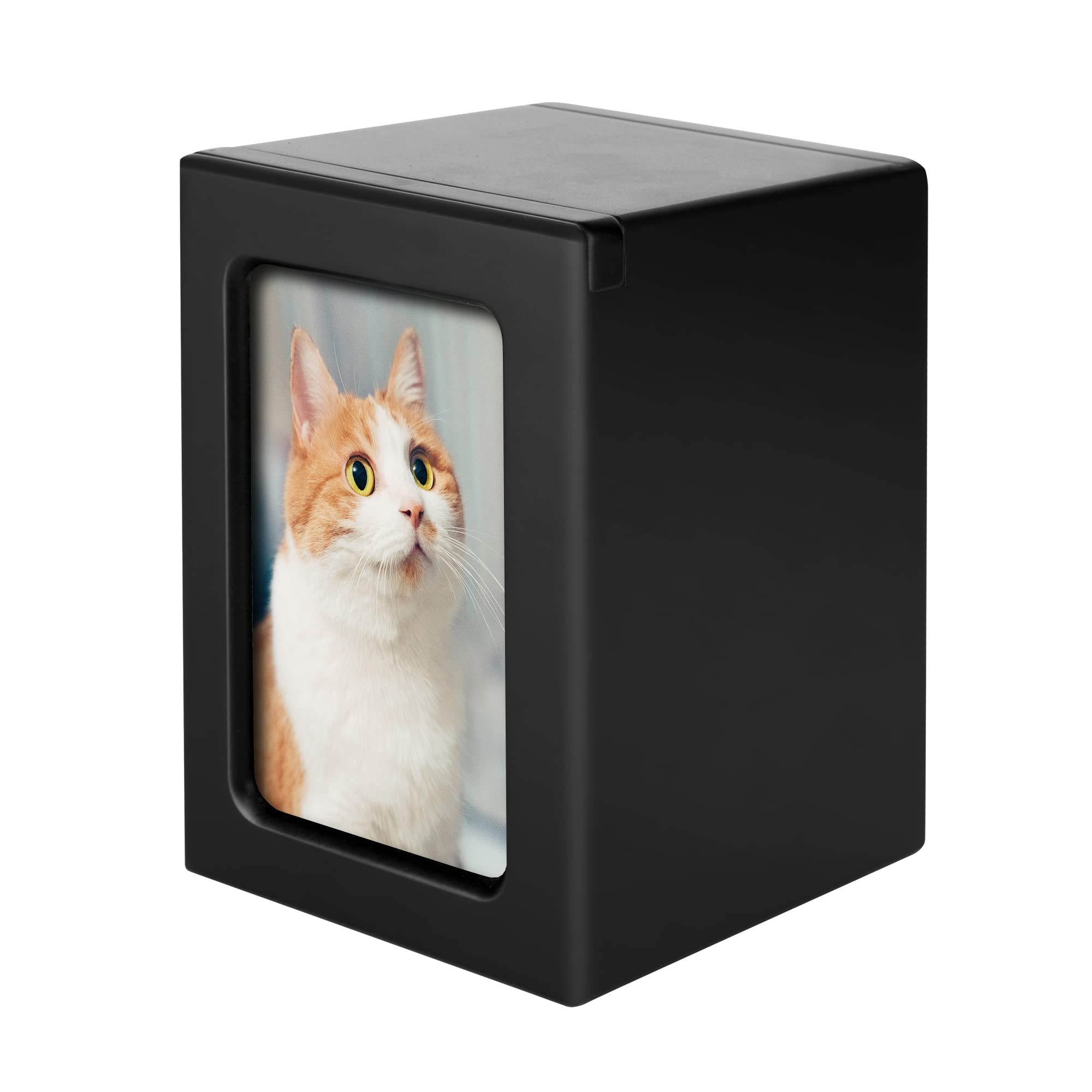 NEWDREAM:Pet Cremation Box with Photo Frame,Cat urns for Ashes,Pet Urns, Cat Cremation Box for Ashes, Pet Ashes Photo Box,Ash Box for Cat or Dog, Wood Keepsake Memorial Urns. (Black Large)